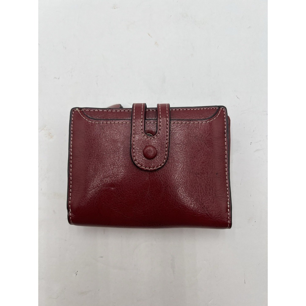 GOIACII Women's Genuine Leather Bifold Wallet RFID Wine Red Zip Coin Pocket